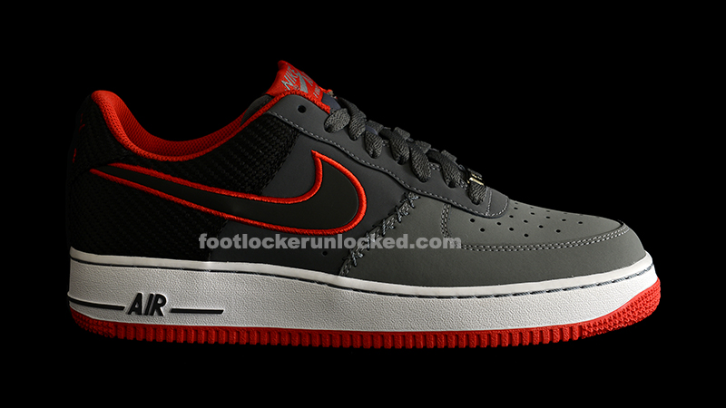 air force 1 dark grey and red