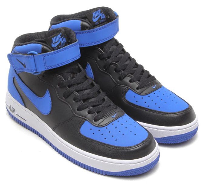 black and royal blue air force ones