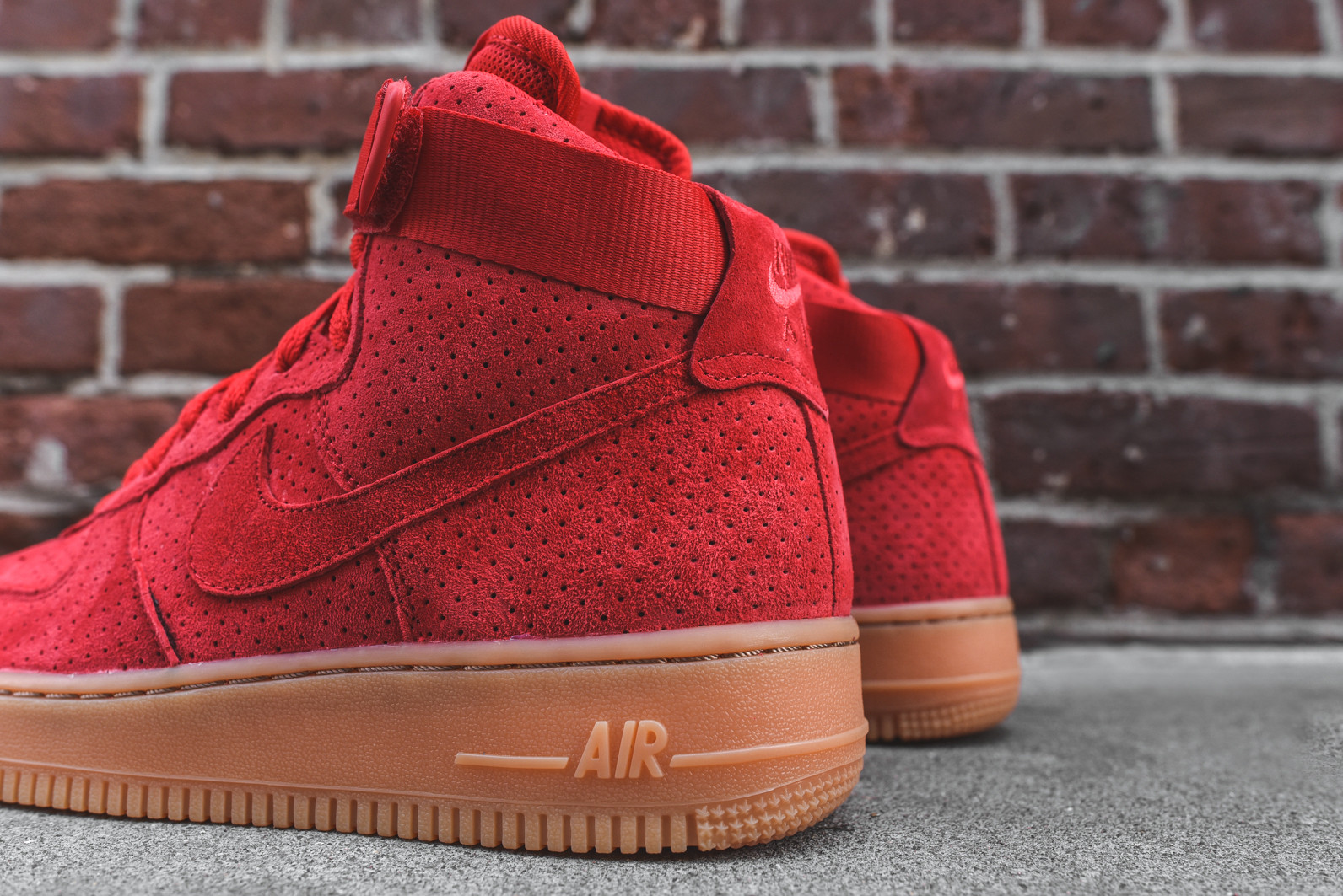 red air force ones with brown bottom