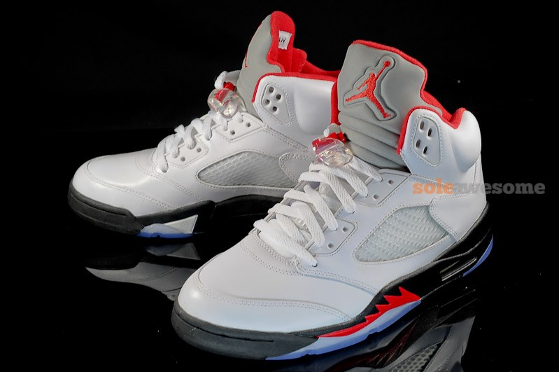 fire red 5s grey tongue
