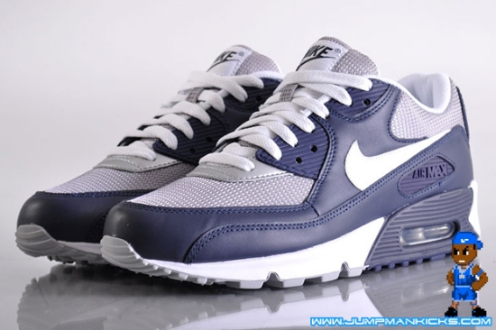 navy blue and gray sneakers