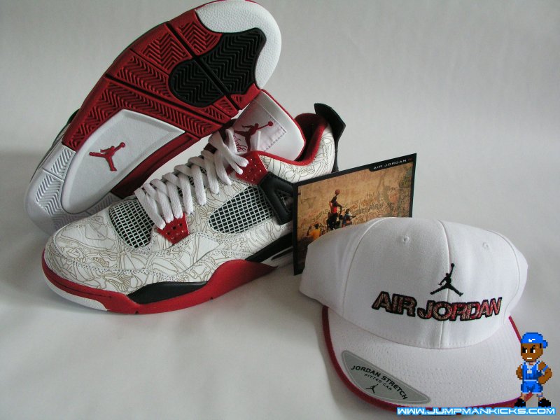   AIR JORDAN IV 4 RETRO WHITE FIRE RED LASER PACK SIZE 12 DEADSTOCK DS